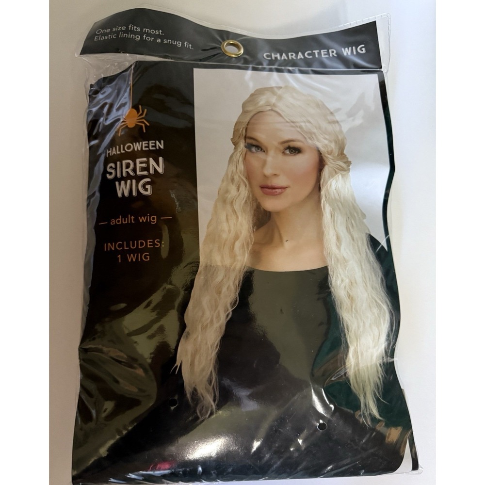 Fun World Halloween Siren Wig Adult Long Wavy Blonde Mermaid Character 92263BLM